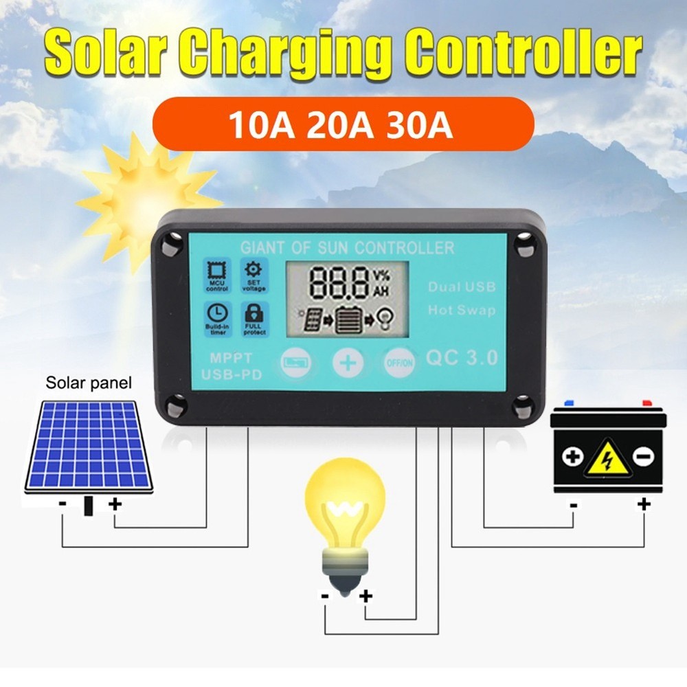 MPPT Solar Charge Controller Multi Protection Solar QC3.0 Controller w/ LCD Image Sc9398