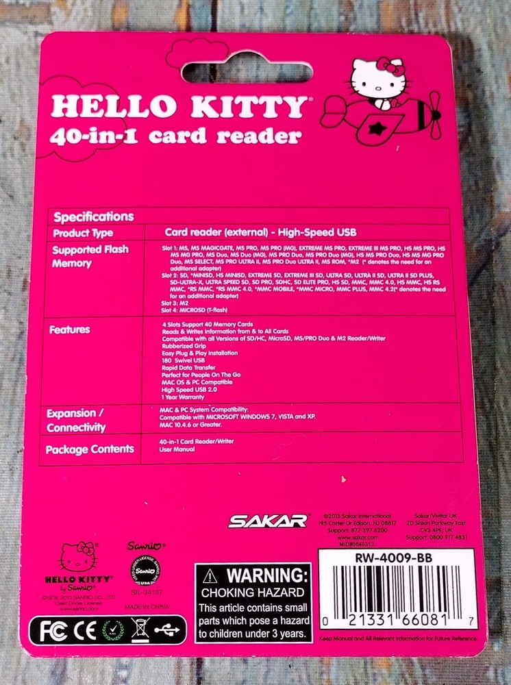 Hello Kitty 40-in-1 Card Reader - NEW