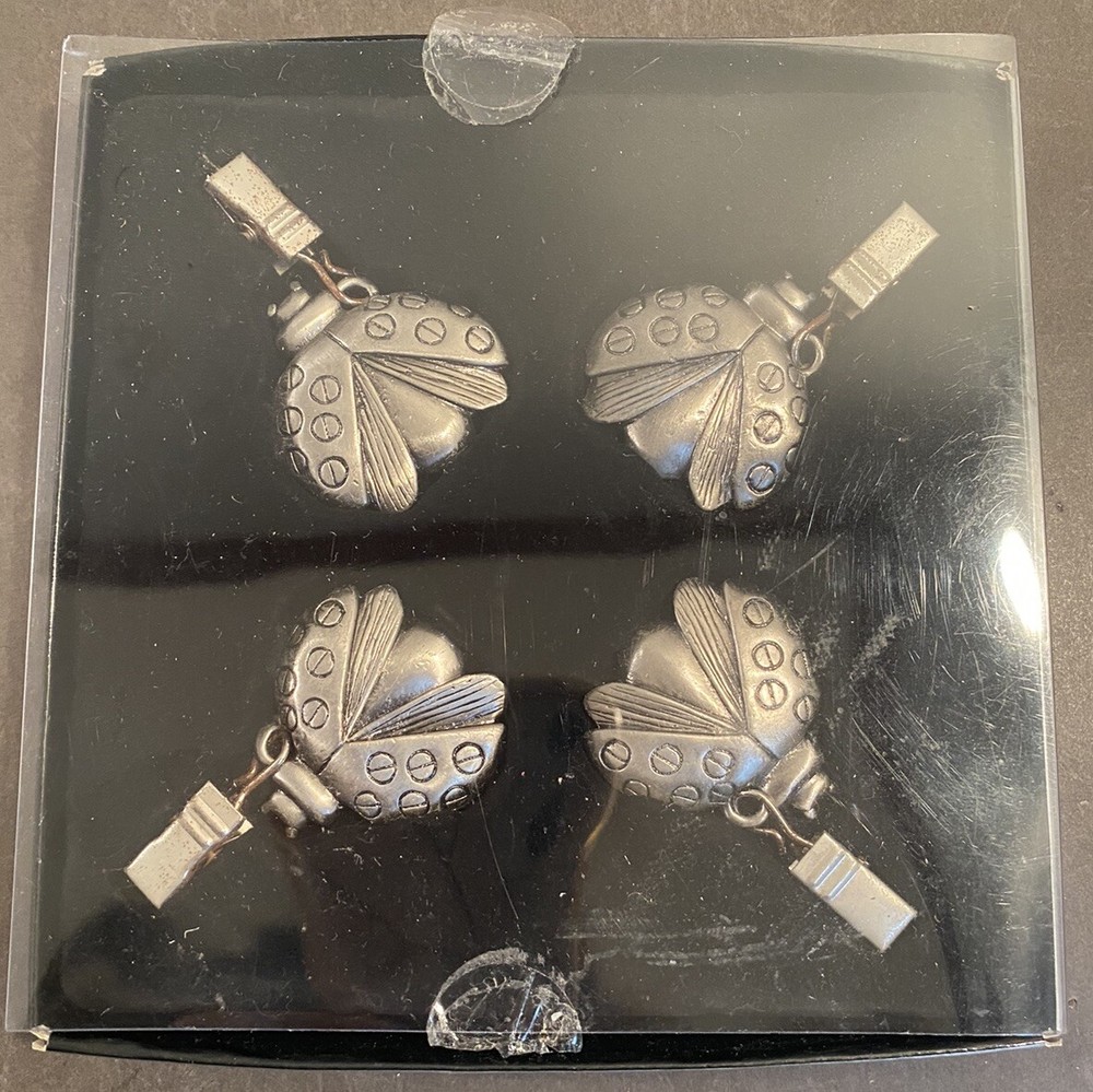 VINTAGE PEWTER TABLECLOTH LADYBUG WEIGHTS