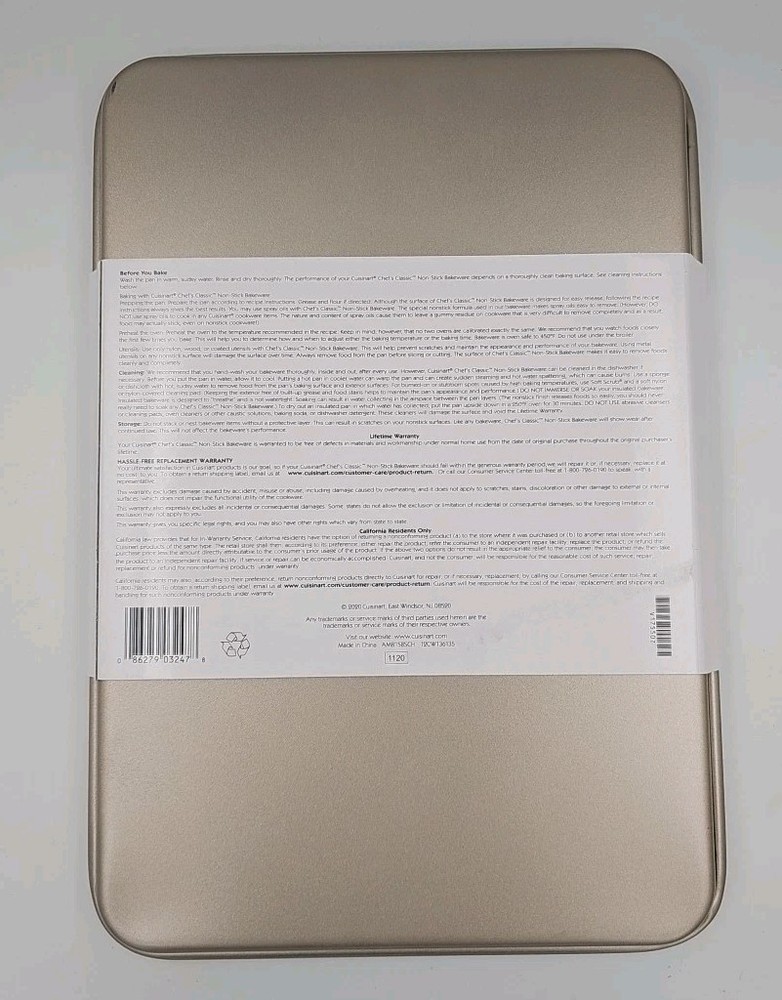Cuisinart 15” Cookie Sheet Chef's Classic Nonstick Bakeware Cookie Baking Sheet