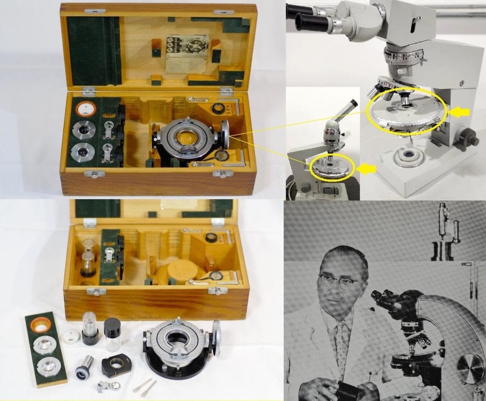 Carl Zeiss Universal Rotating Stage 4 Axis Polarizing Microscope Set w/Case Box