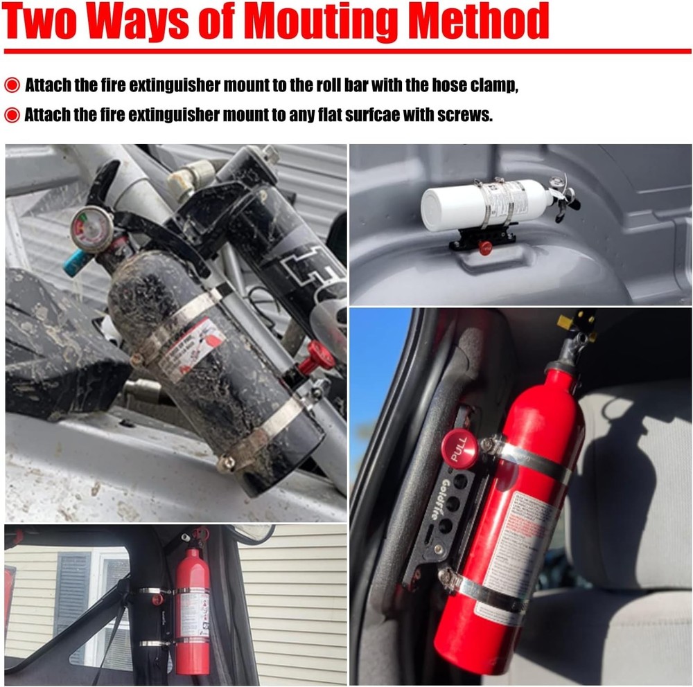 Universal Vehicle Adjustable Quick Release Roll Bar Fire Extinguisher Mount H...