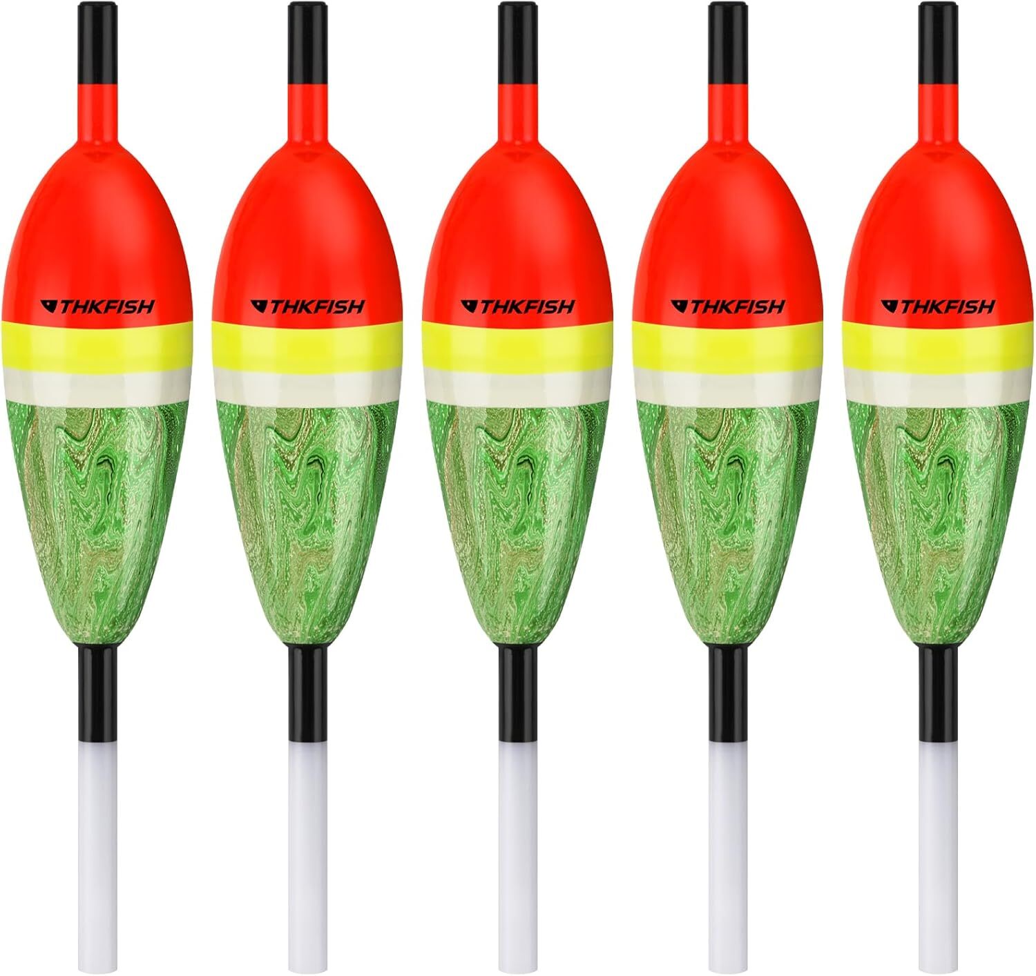 THKFISH 5PCS Bobbers for Fishing Buoyant Balsa Wood Body Slip Bobbers Floats US