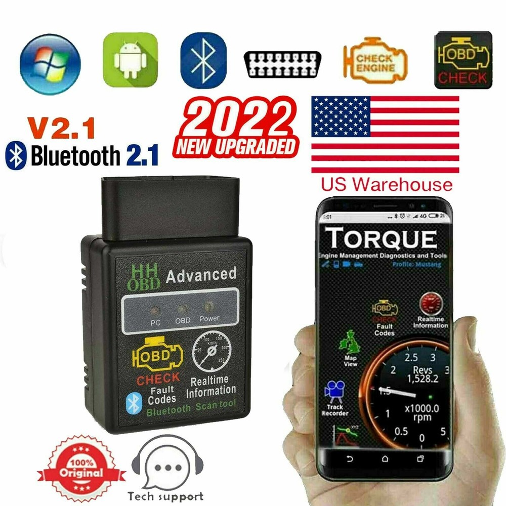 US Bluetooth OBD2 Car Reader Scanner Auto Fault Code Reader Tool (ELM327)