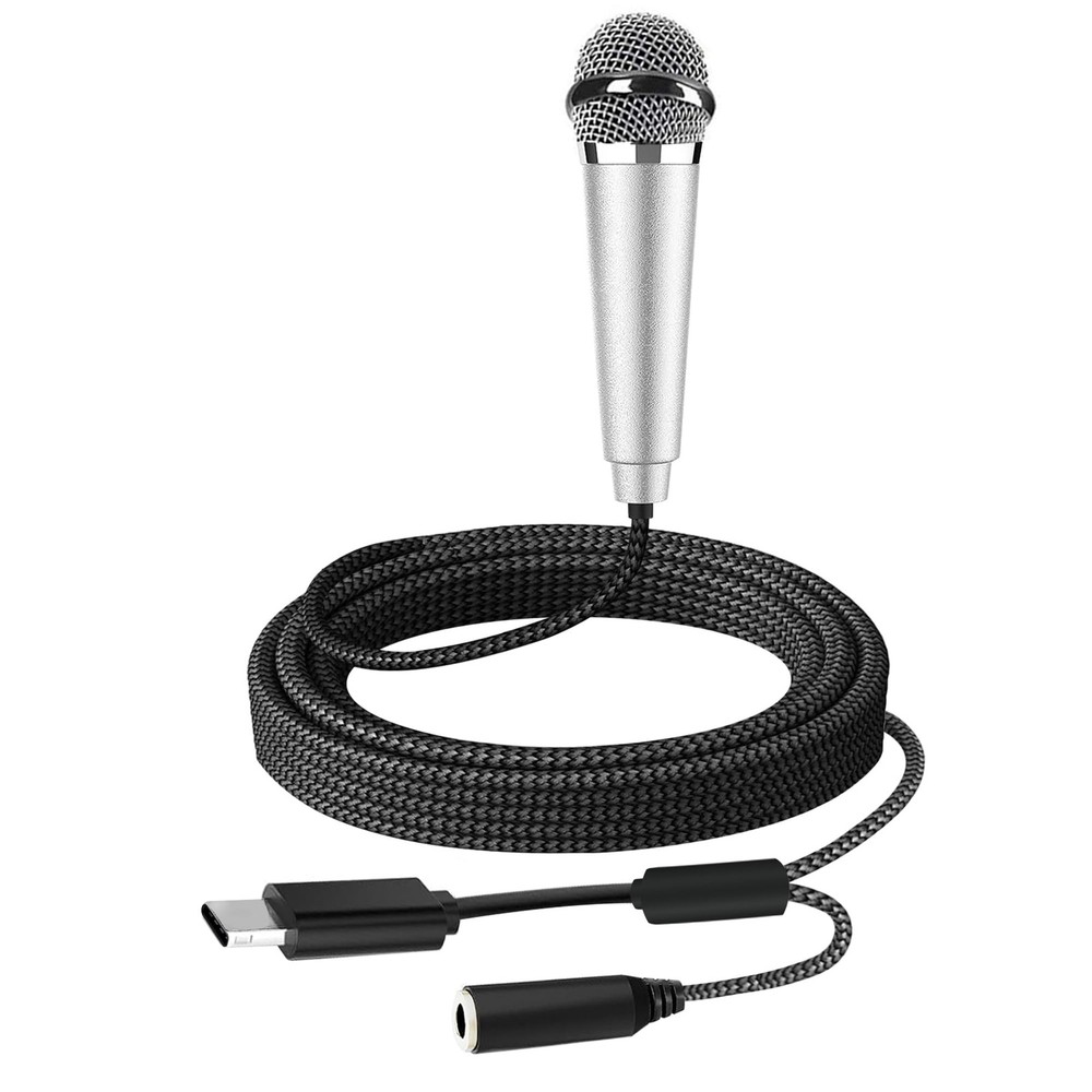 USB C Mini Microphone Karaoke, Portable ASMR Microphone for Android Phone/iPh...
