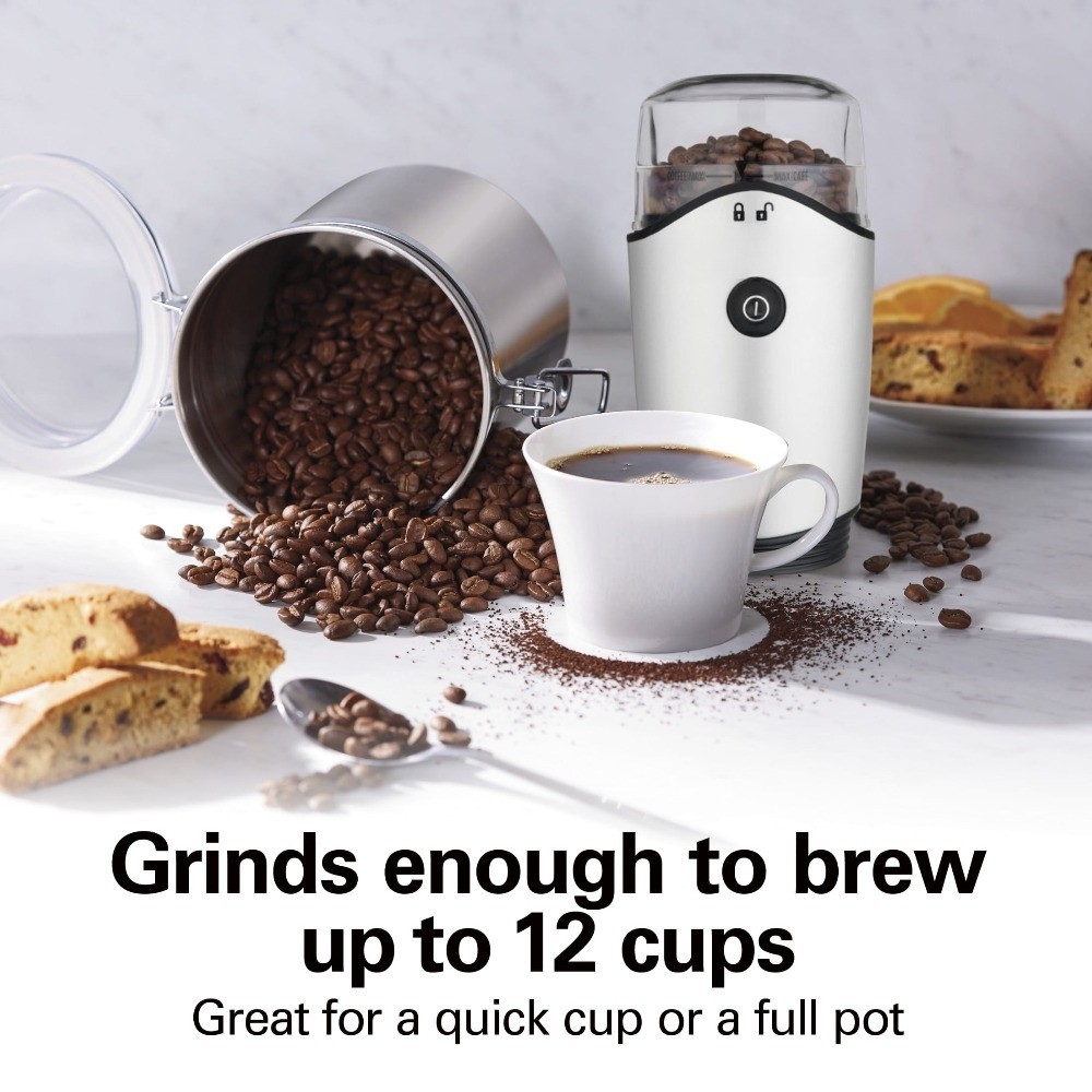 Electric Coffee Grinder, 12 Cups, Silver