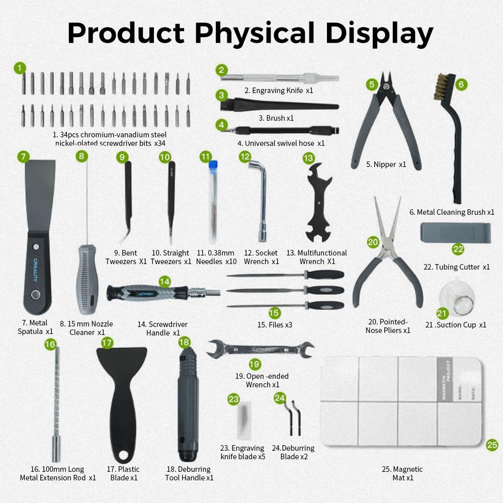 Creality 3D Printer Tools Kit, 74 Pcs Printing Tool Wrap Kit black