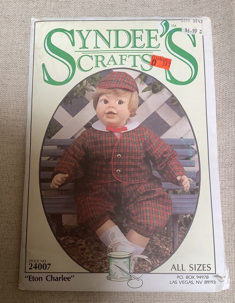 Syndee’s Sewing Pattern Doll Eton Charlee # 24007 Unused