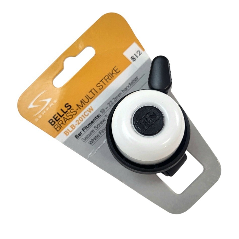 Serfas Brass-Multi Strike Bicycle Handlebar Bell - White - BLB-201CW