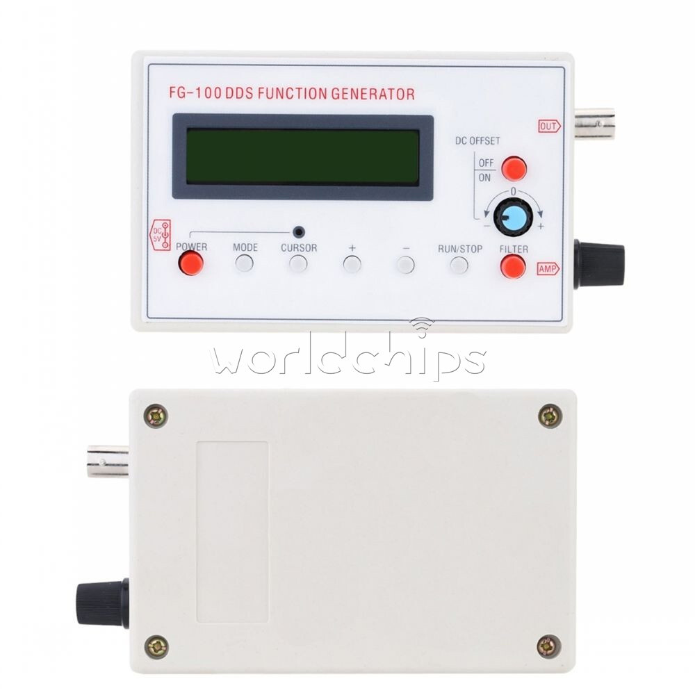DDS Function Signal Generator Module 1HZ-500KHz Sine + Square Wave + Case FG-100