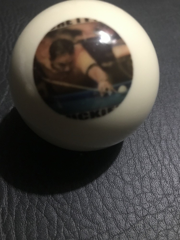 White Billiard Ball with Pool Player Image Custom