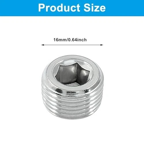 3 Pack 3/8" PT Male Inner Hex Head Thread Plug Pipe Fitting 304 Stainless