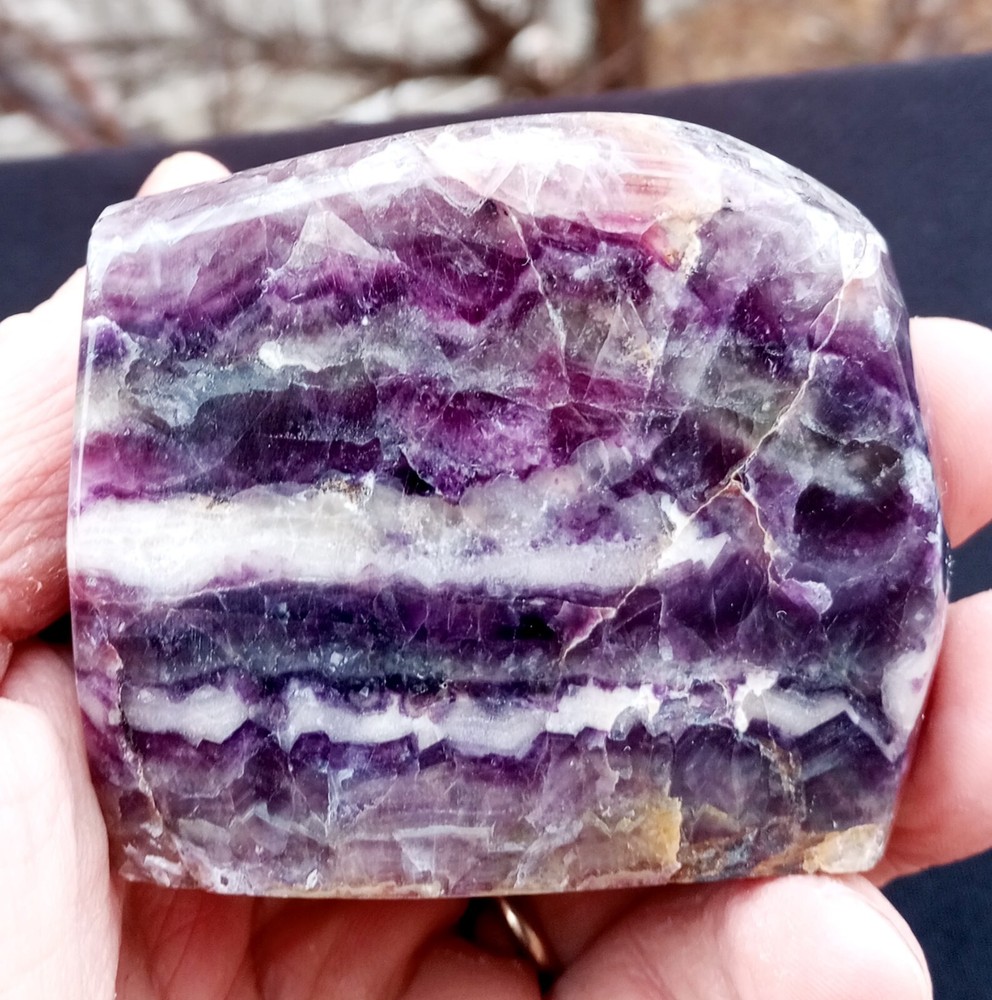 Mirror Polished Marvelous Banded Rainbow Fluorite Uv Reactive
