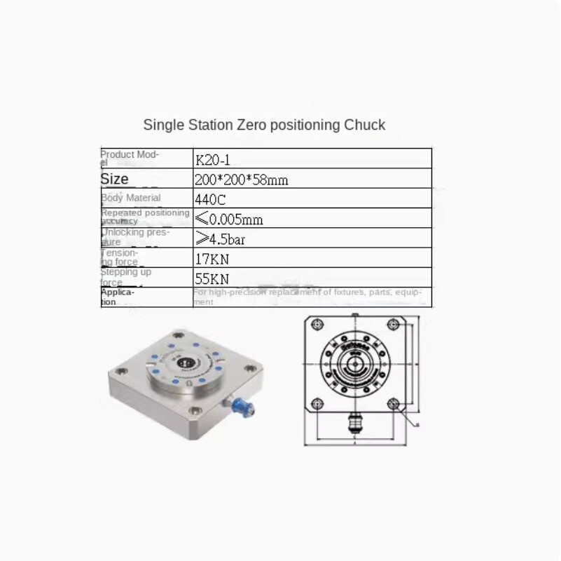 Quick Change Pallet Pneumatic Zero Point Positioning System for Machine Tools