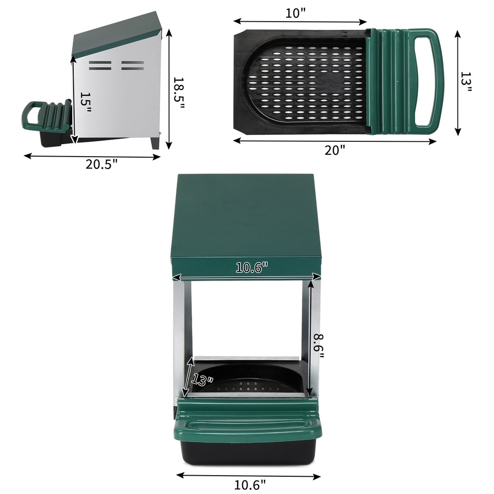 Single Roll Out Chicken Nesting Box with Plastic Basket, Egg Nest Box, Green