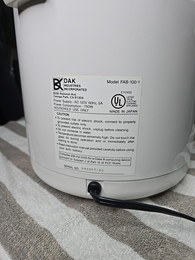 Dark Auto Bakery FAB-100-1 Automatic Bread Maker Machine White New