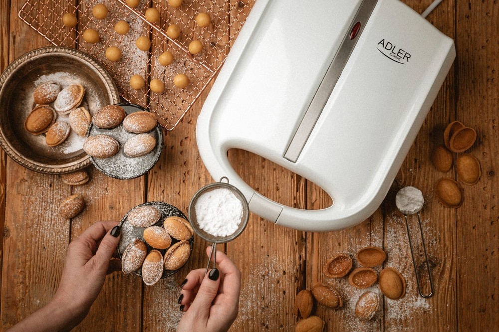 Walnut Cookie Cake Waffle Maker Орешница Nonstick Oreshnitsa 24 halves US Plug