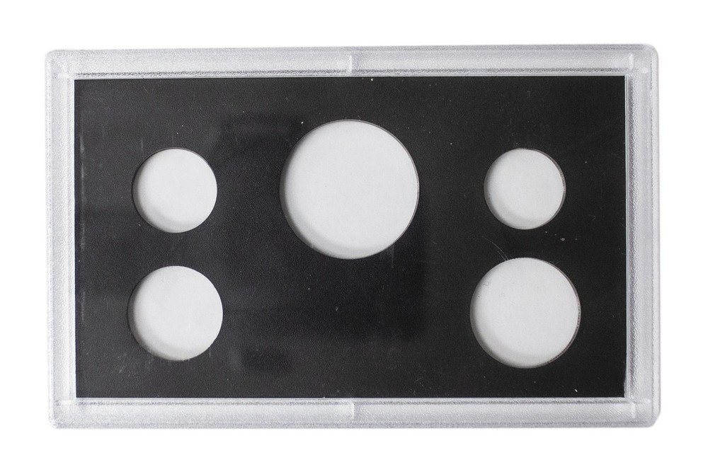 Empty Plastic Lens with Black Insert Holds 5 Coins, 10 Pack