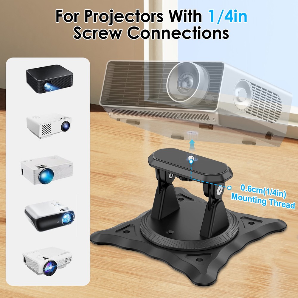 Adjustable Projector Mount 1/4" Screw 360° Rotation Desktop Foldable Holder