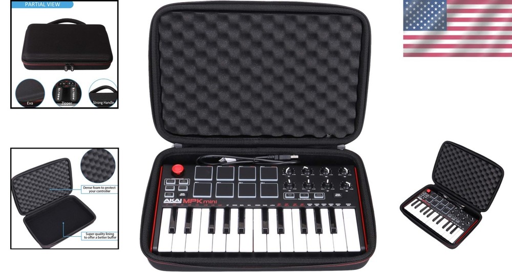 Durable Custom Case for Akai Professional MPK Mini MK3 – Accessories Storage