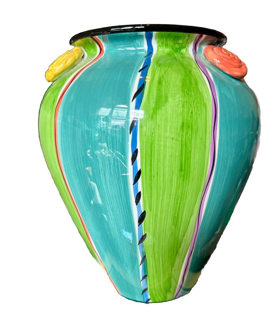 BLUERIDGE DESIGNS INC LARGE MULTICOLOR VASE EUC