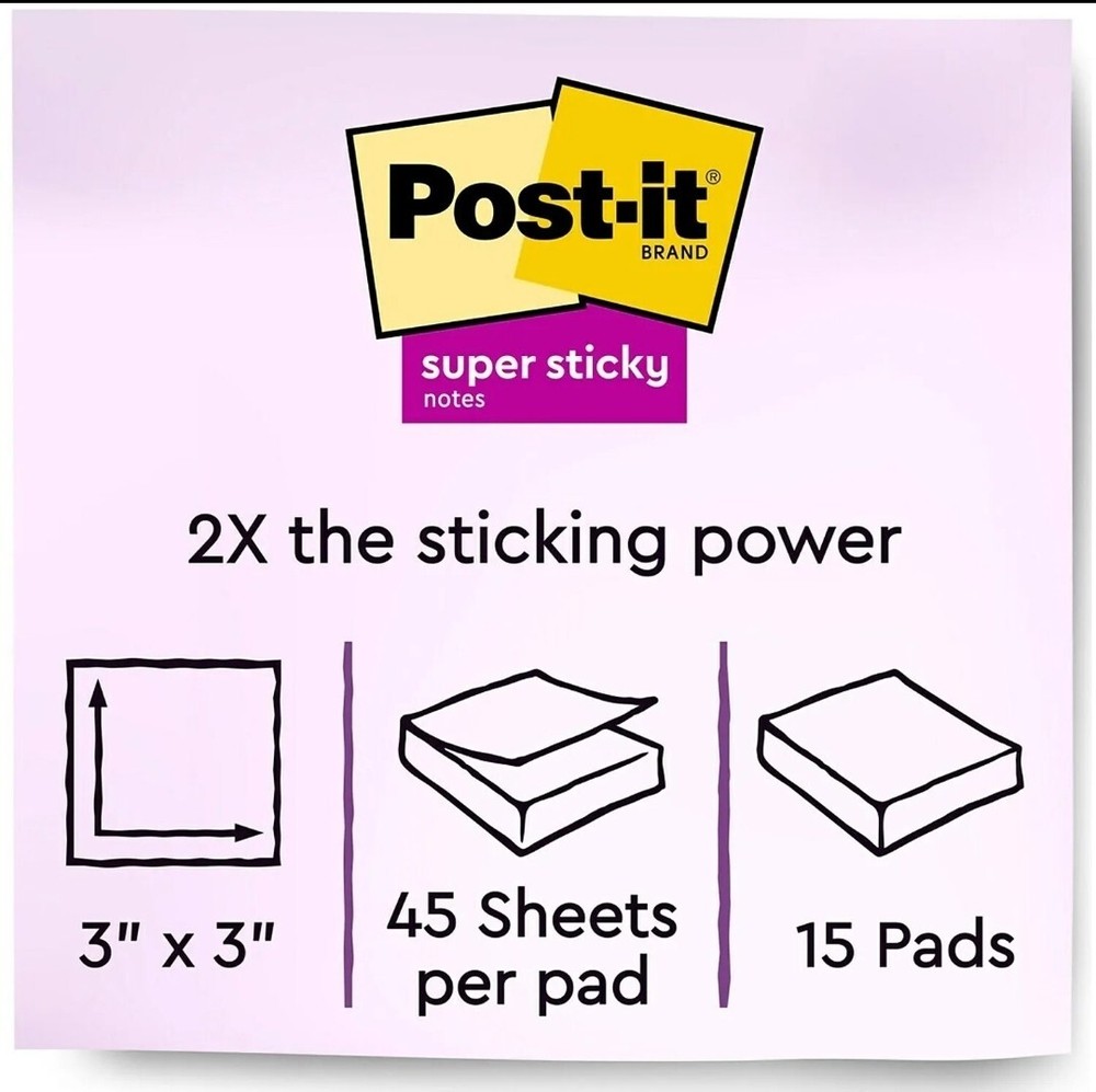 Post-it Super Sticky Notes 3 x 3 Miami 654-15SSMULTI2