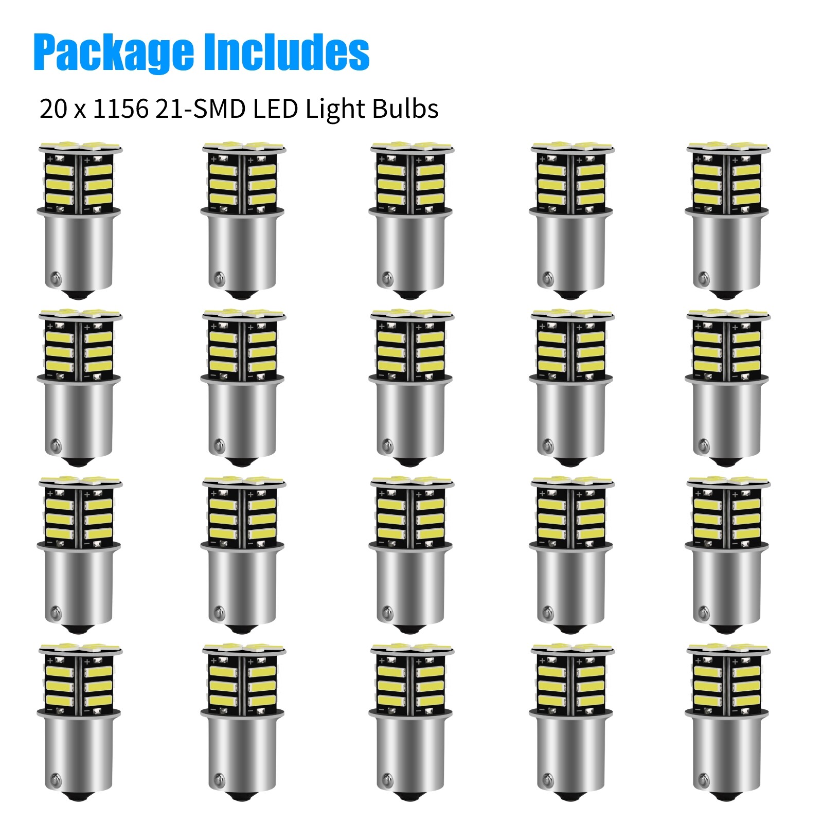 20x 1156 1141 1003 21-SMD LED RV Camper Trailer Interior Light Bulbs Super White