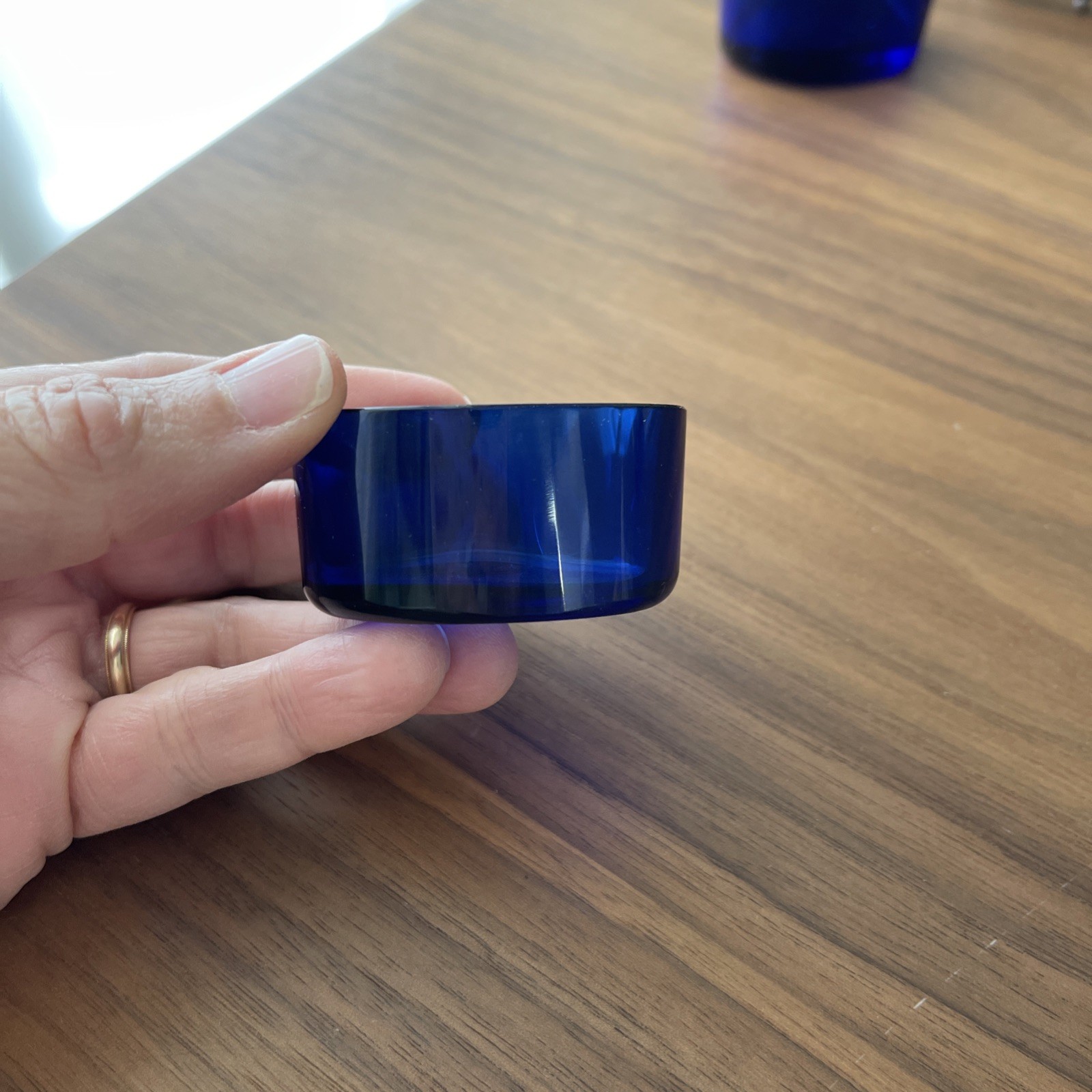 Cobalt & Silver Salt Cellars Or Dips Antique Set of 2