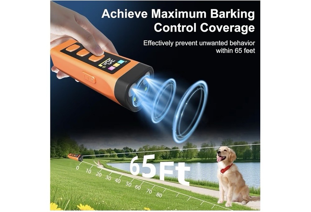 Portable Ultrasonic Bark Control Device, Multiple Sound Modes, LED Display
