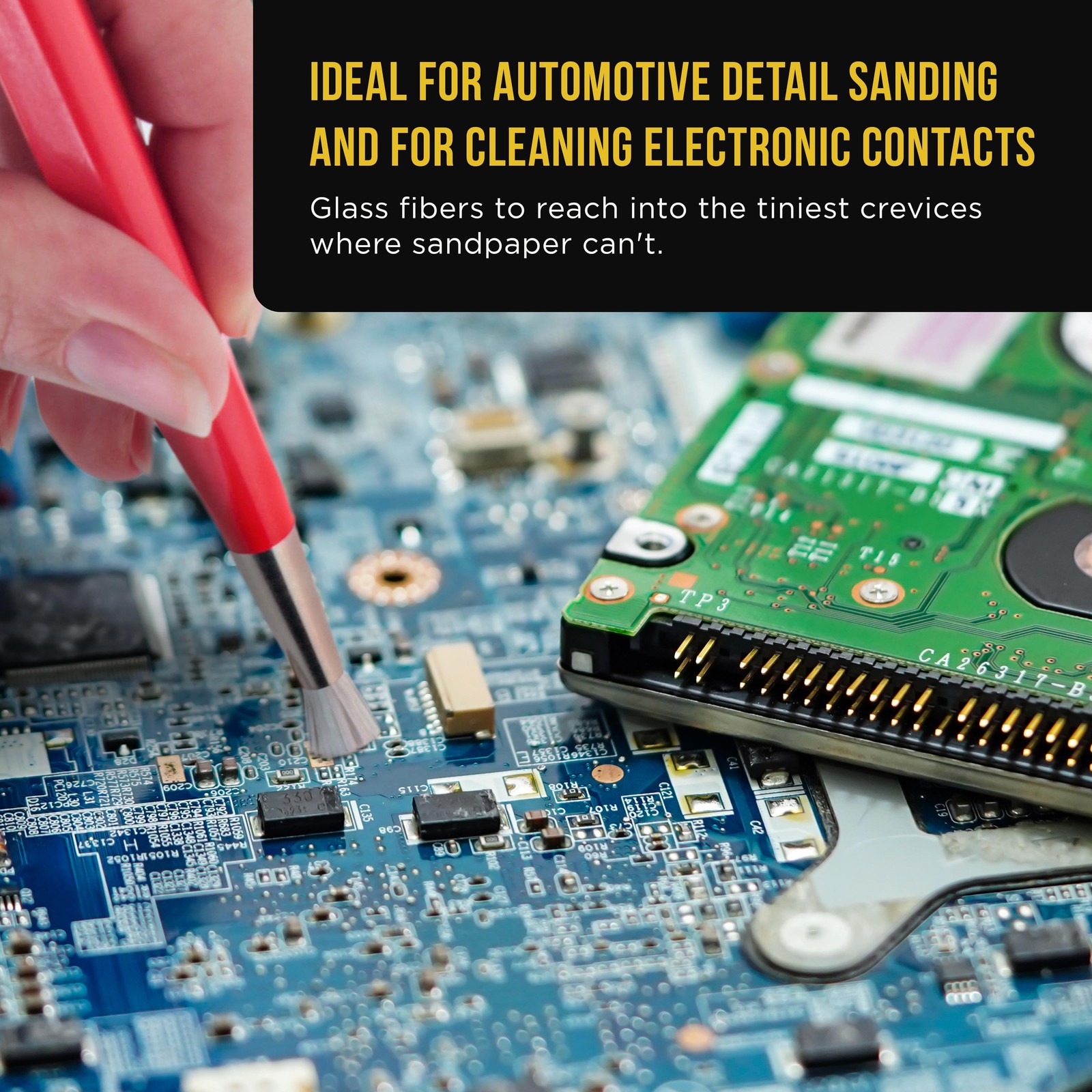 3 Fiberglass Spot Scratch Brush Pen Tools, Clean, Sand, Remove Rust & Corrosion