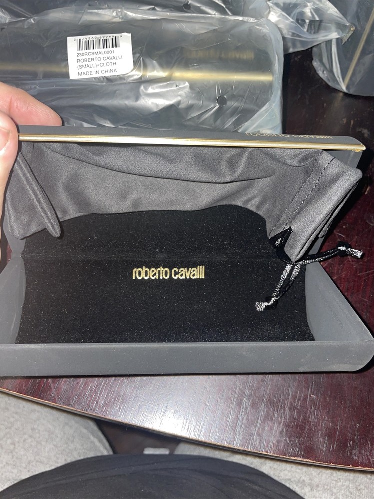 ROBERTO CAVALLI CIRCULAR BLACK SUNGLASS CASE