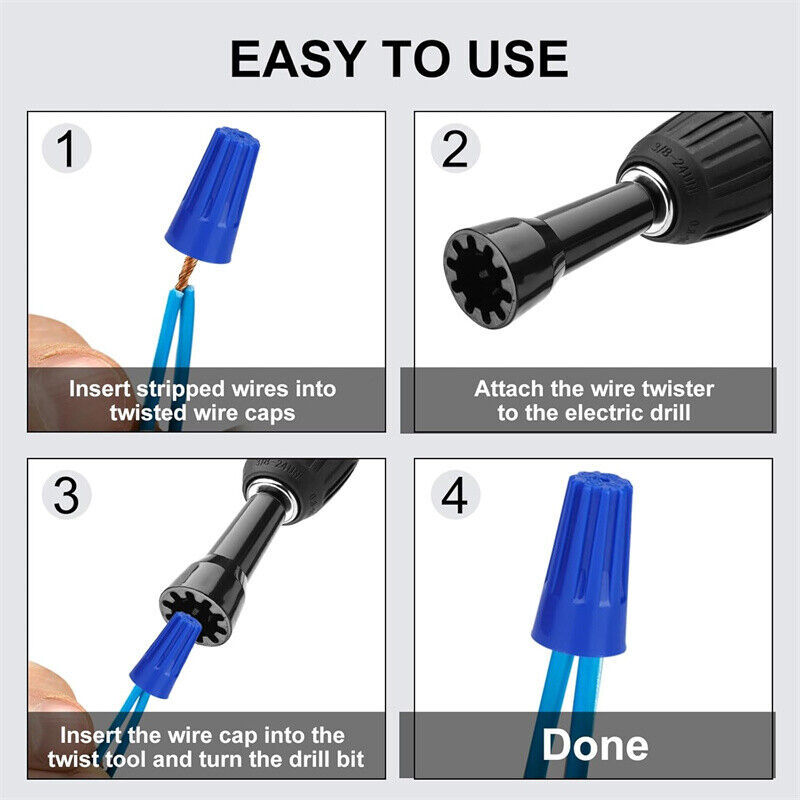 5PCS Wire Stripping Twisting Tool, Electrical Drill Stripper Cable Nut Twister