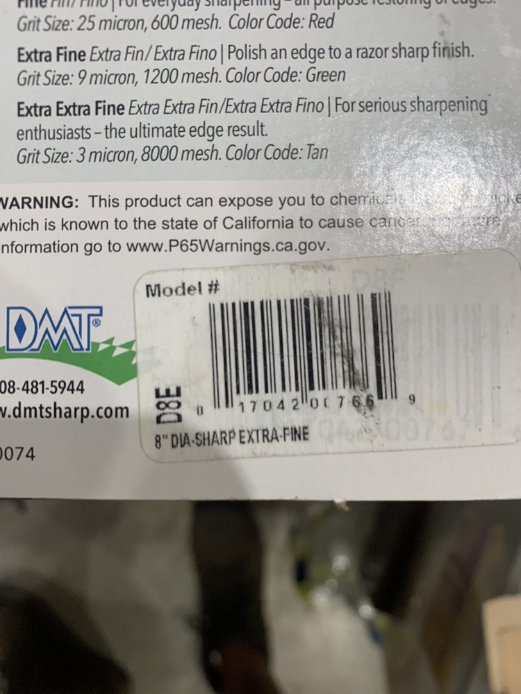 NEW DMT, 8" Dia-Sharp Continuous Diamond Bench Stone, Extra Fine