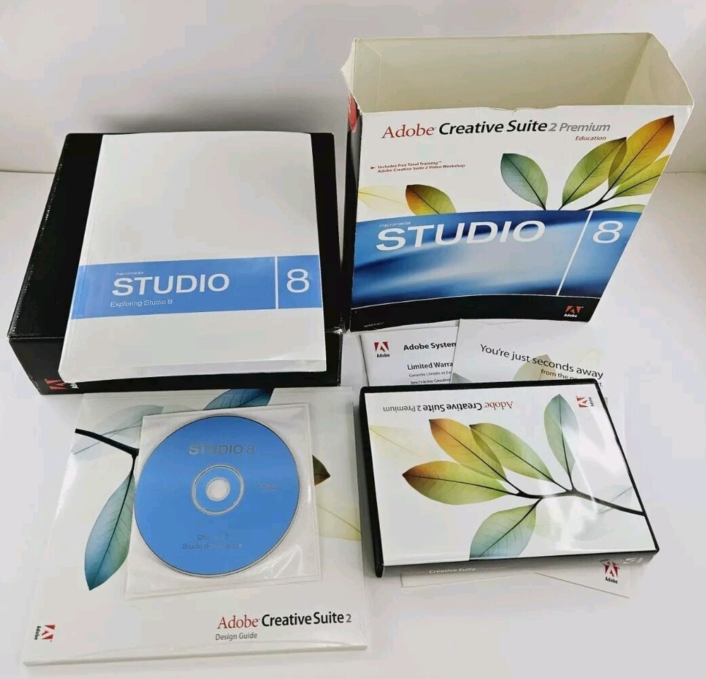 Adobe Creative Suite 2 Premium STUDIO 8 Web Bundle Windows Manuals Training Disc