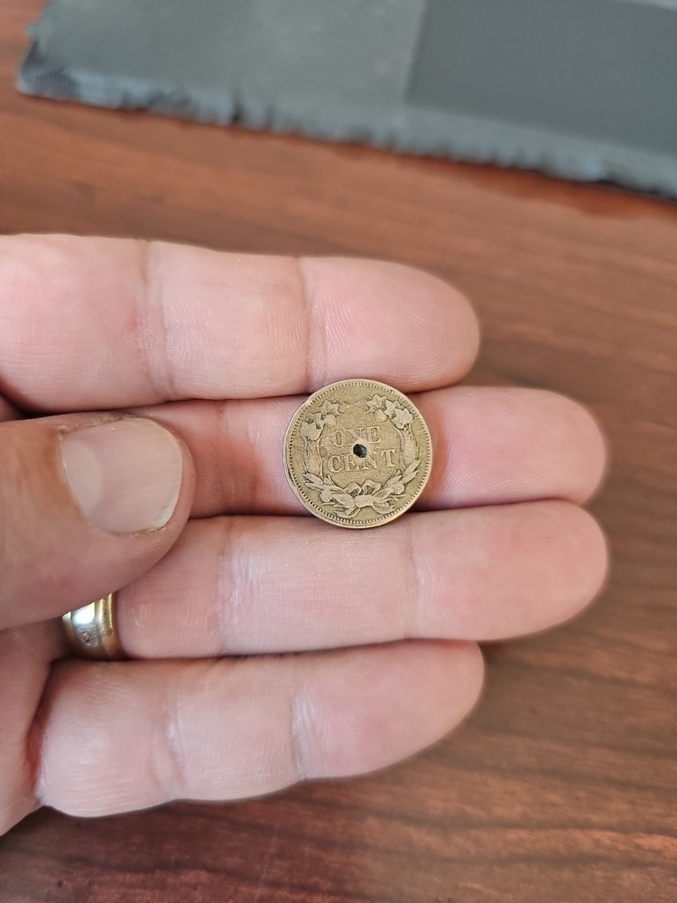 1858 Flying Eagle Cent - Rich Front & Back, XF+ Details, Rear Damage