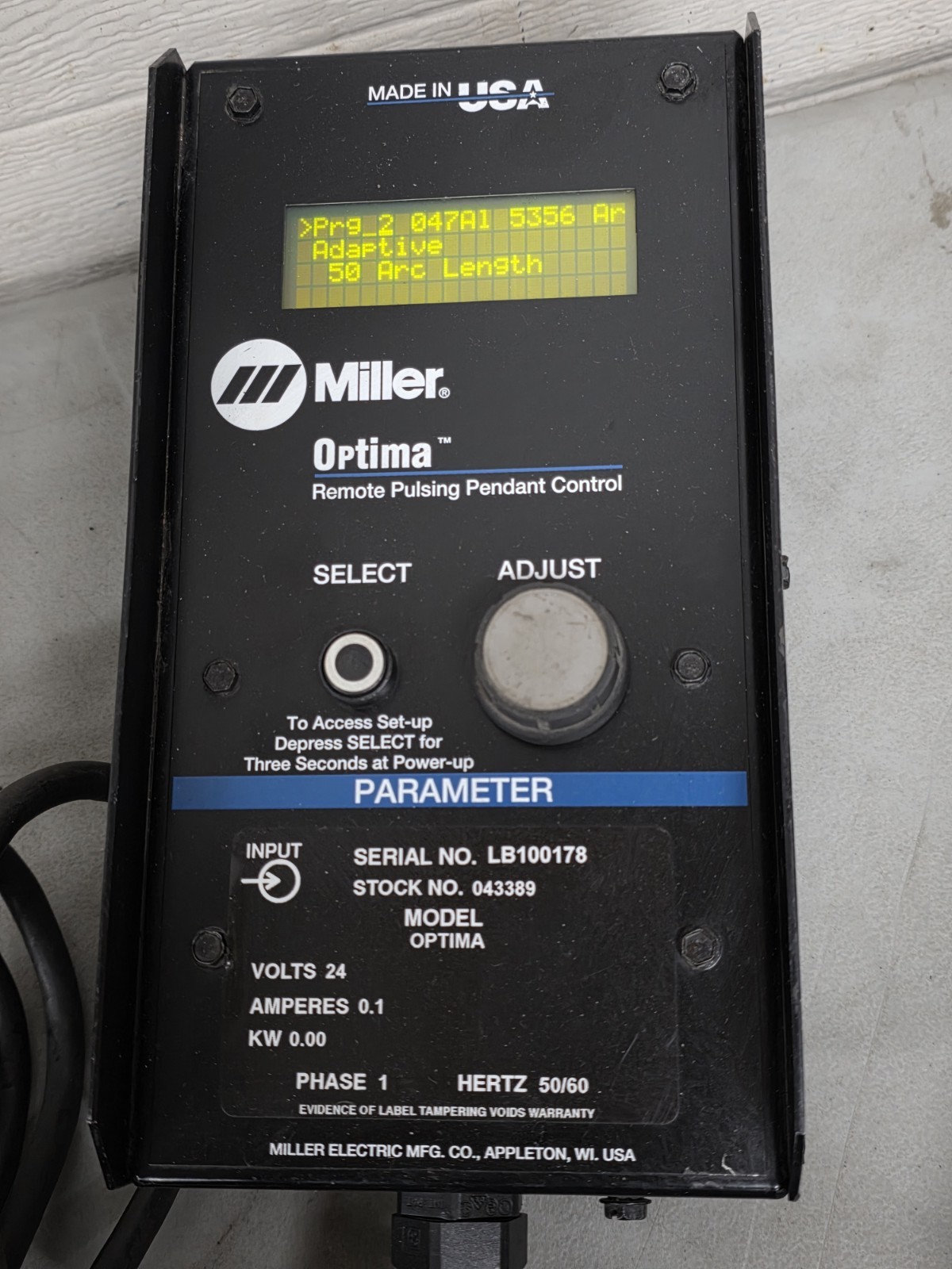 Miller Optima Welding Pendant Control 043389 #1