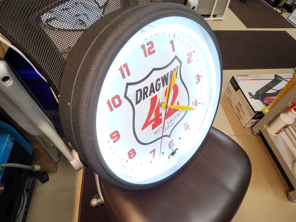 Dragway 42 Neon Clock 20" Image Time Mint condition Custom Made