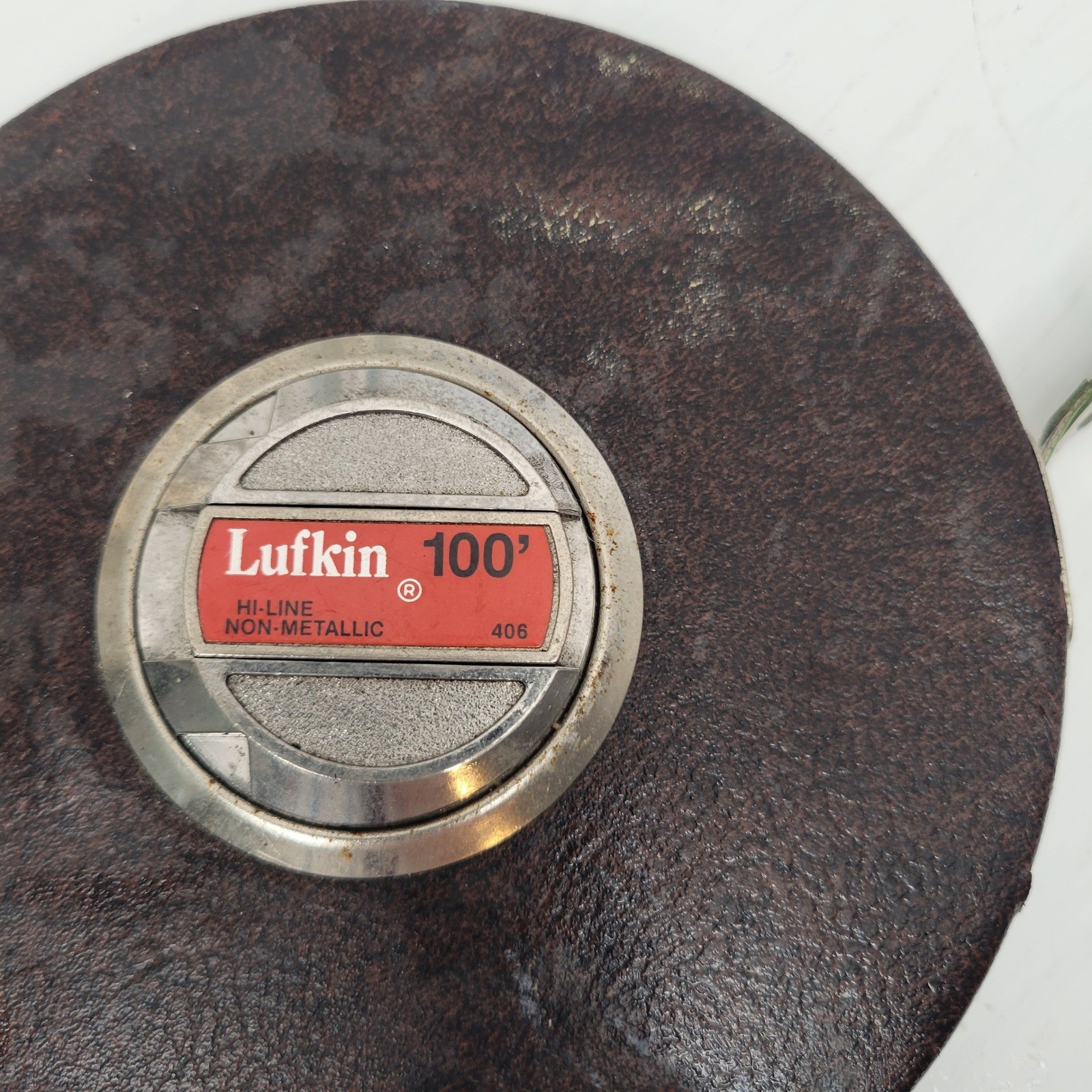 Vintage Lufkin 100' Hi-Line Non-Metallic Tape Measure Model 406 Brown Case