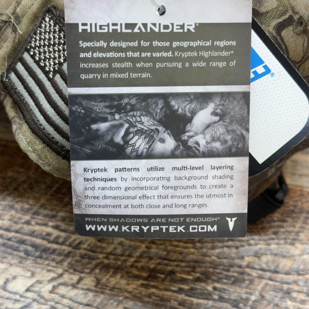 CAP - KRYPTEK HIGHLANDER CAMO TACTICAL FLAG HAT Q3 Technology Wicking Strapback