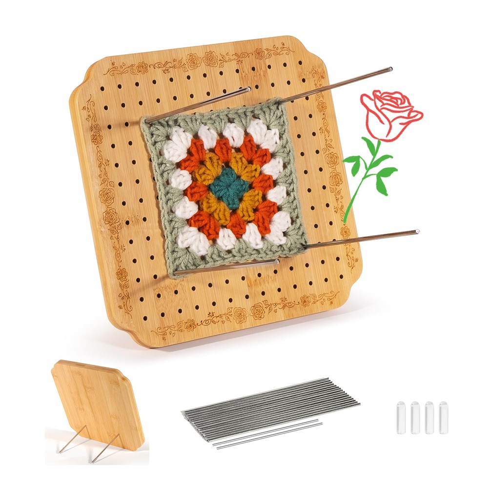7.6 in Blocking Boards for Crochet Projects with Rose Pattern, Crochet Blocki...
