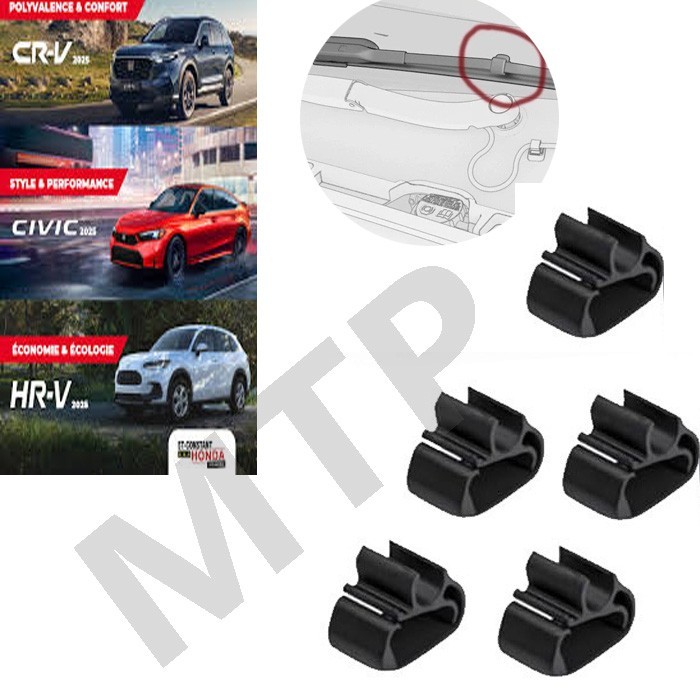 Honda 5x Windshield Wiper Arm Spray Hose Clip Tube Civic CR-V HR-V Accord Nozzle