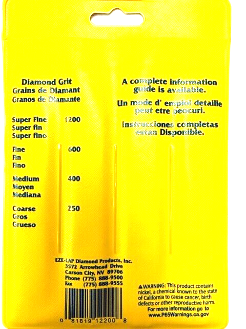 Eze-Lap Diamond Sharpener Set Four Grits 250 - 1200 Super Fine To Coarse Colors