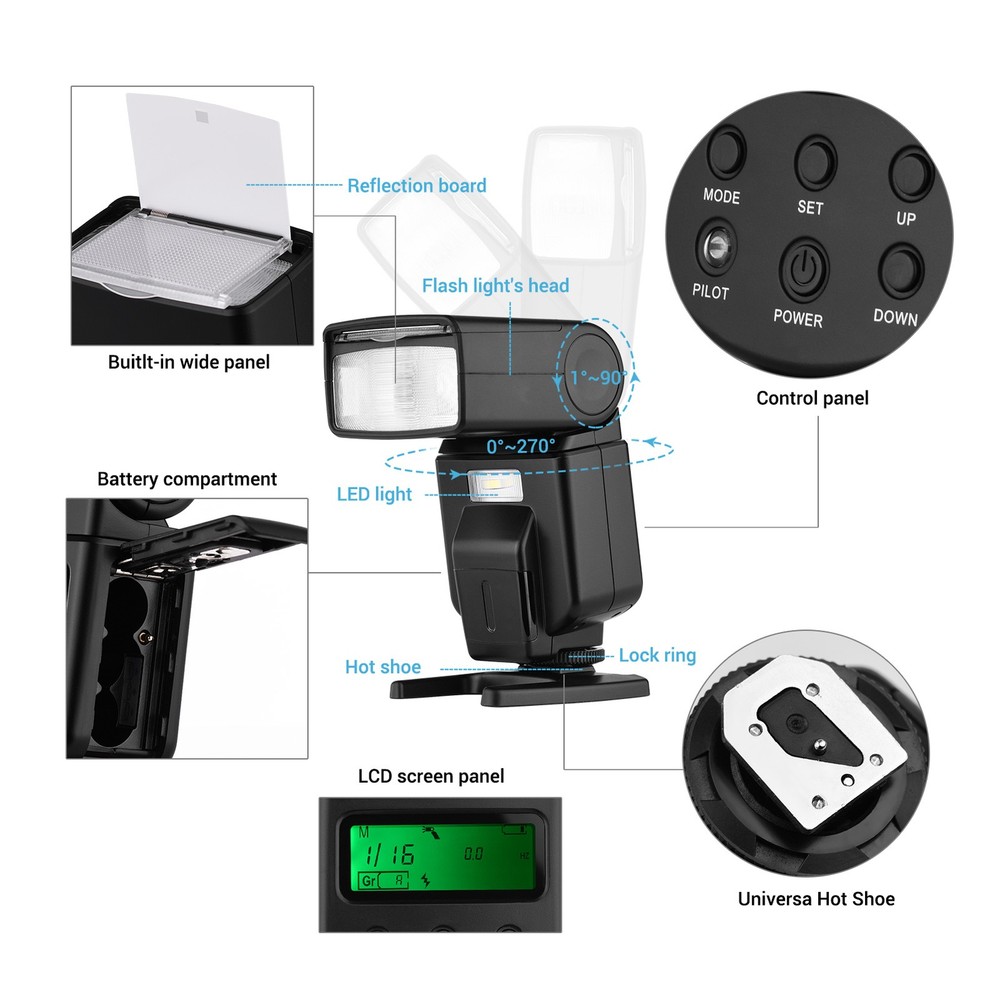 Andoer Universal Flash GN40 Adjustable LED Fill Light On-camera Flash