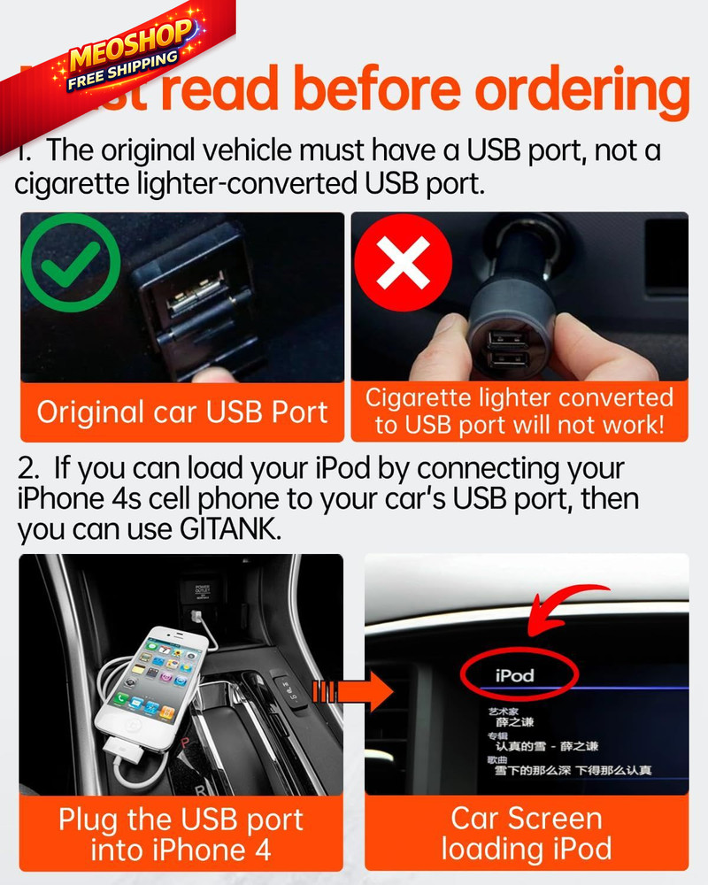 Gitank USB Bluetooth 5.3 Car Adapter Compatible for Small, Black