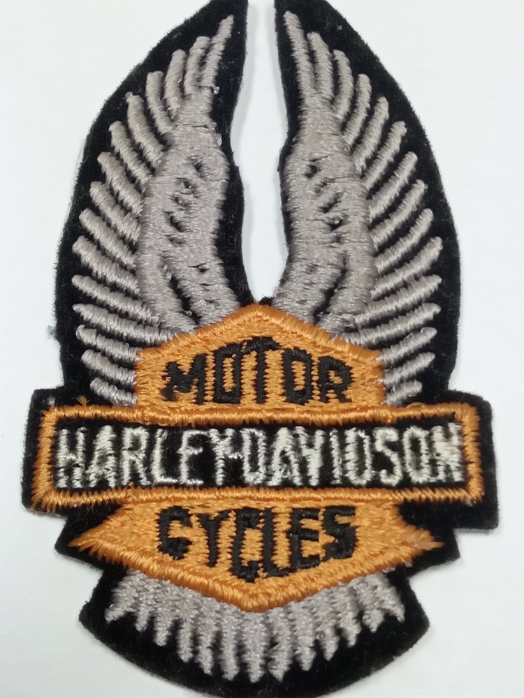 Vintage Harley Davidson Silver Eagle Wings UP Patch Jacket Bar & Shield