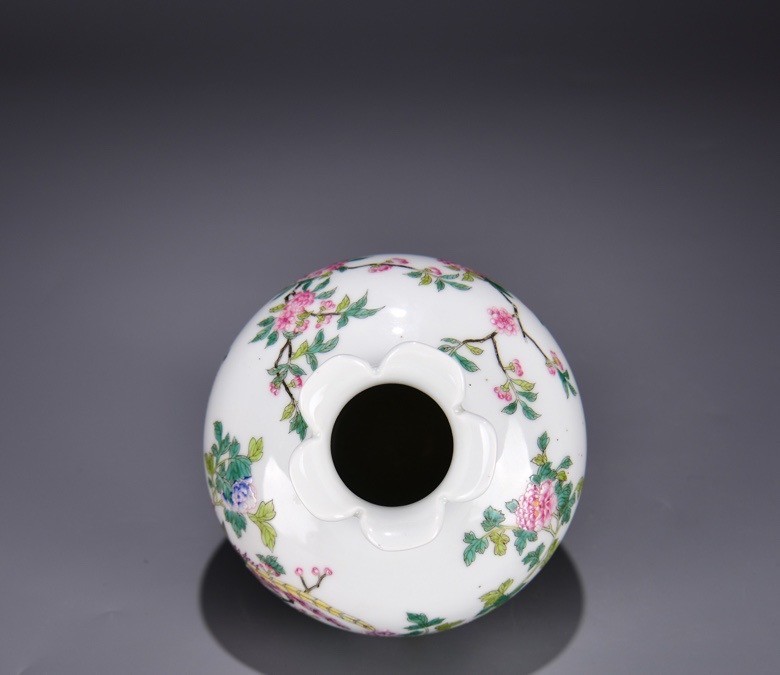 6.3'' YongZheng Marked Enamel Colour Porcelain Flower Bird Zun Vase Pot Bottle