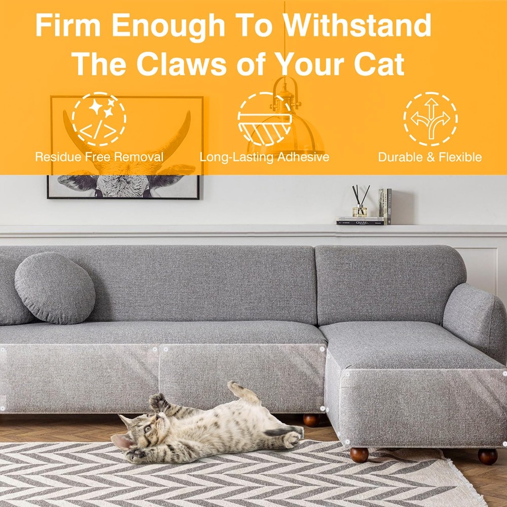 Anti Cat Scratch Furniture Protector - 12 Pack, Clear Couch Protector from Ca...