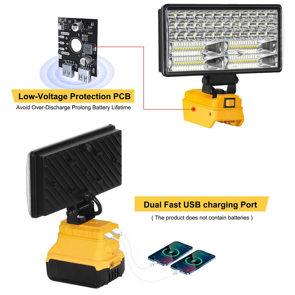 For DeWALT LED 20V MAX Cordless LED Pivoting Work Light Flashlight TOOLS