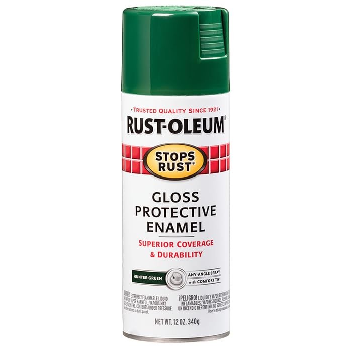 RustOleum Gloss Protective Enamel Stops Rust Spray Paint, Gloss Hunter Green