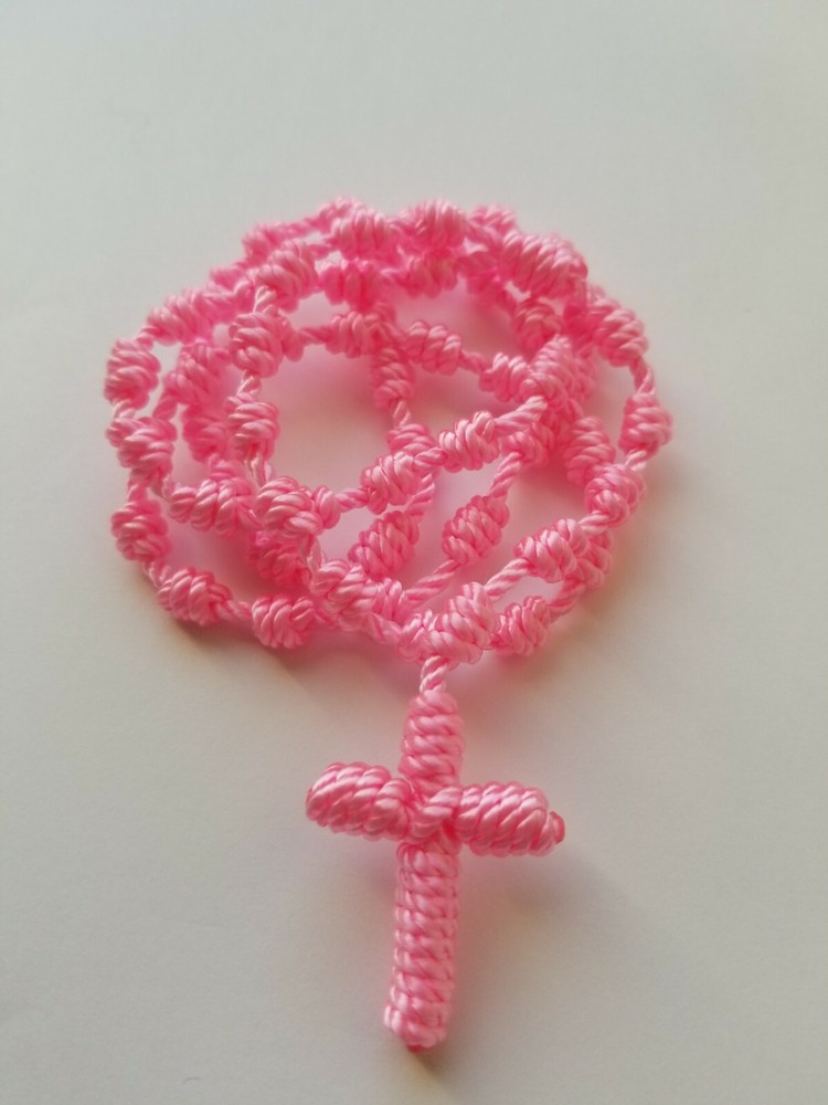 Nylon Rosary Knotted Cord Pink